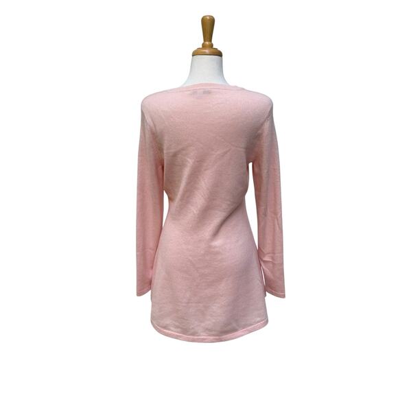 Isaac Mizrahi 100% Cashmere Sweater Tunic Sz S Pastel Pink Crew Neck Preppy Soft - Picture 4 of 9